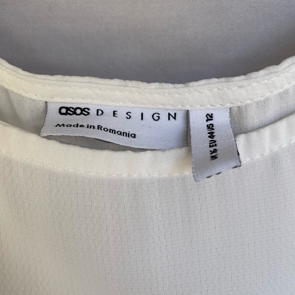 ASOS Design White Sheer Top with Tie Detail - Size 12 - Picture 2 of 3